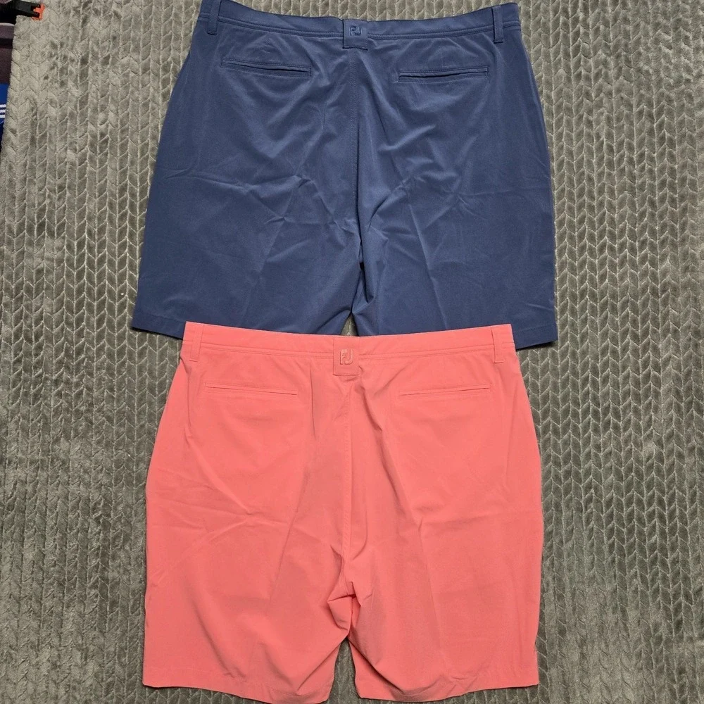 2 FJ Footjoy Golf‎ Shorts Mens 40 Blue Pink Performance Golf Active Athletic